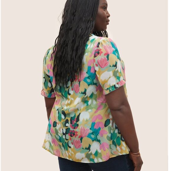 Bloomchic Floral Print Frill Trim Button Detail Blouse - NWT - 2X - Picture 5 of 12
